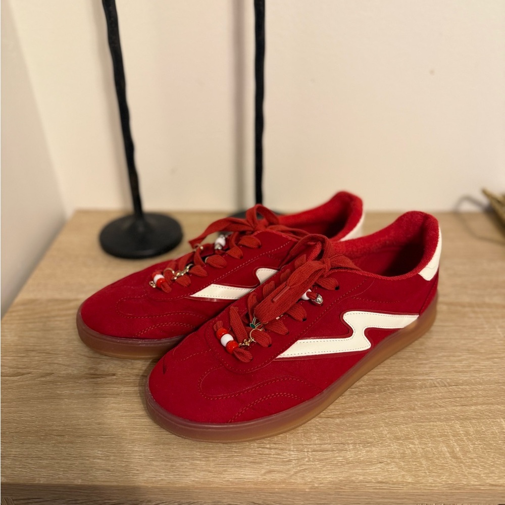 Madden Girl Red and White Sneakers